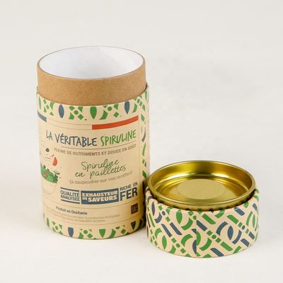 Food Grade Custom Paper Tube With Metal Lids Paper Tube With Tinplat Paper Tube With Ribbon