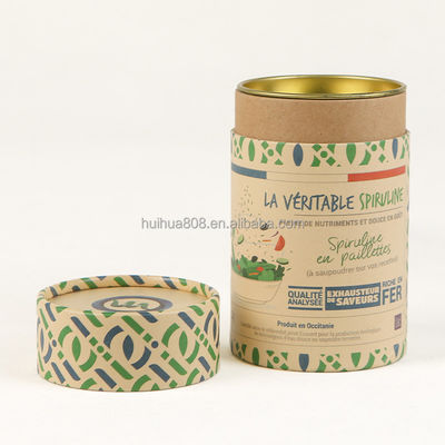 Food Grade Custom Paper Tube With Metal Lids Paper Tube With Tinplat Paper Tube With Ribbon