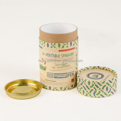 Food Grade Custom Paper Tube With Metal Lids Paper Tube With Tinplat Paper Tube With Ribbon