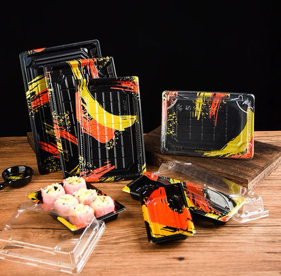 Wholesale High Transparency & Anti-fog PET Sushi Takeaway Tray Box & Clear Lids  Sashimi Thickened Platter Plastic Packaging Box