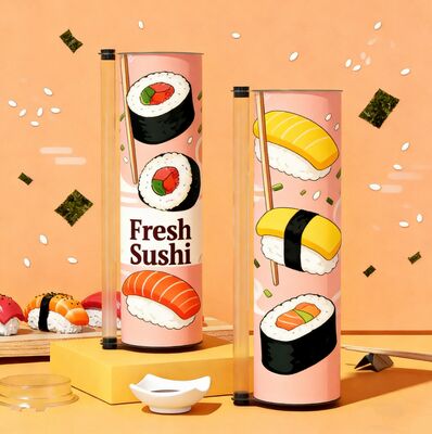 60*220mm Food Grade Biodegradable Customized Printed Paper Tube Sushi Push Pop Packaging Canister