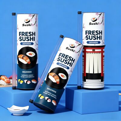 Eco-Friendly Food Grade Push-Up Mechanism Paper Composite Can for Sushi Packaging and Storage