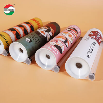 Food Grade Manufacturer Sushi Push Pop up Paper Tube Container with PP Sauce No Leaking Take Out Disposable Paper Packaging