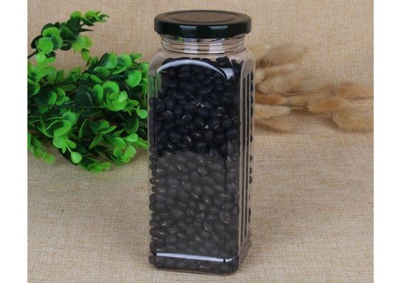 scatola metallica di categoria alimentare trasparente quadrata dell'ANIMALE DOMESTICO 550ml con il coperchio a vite del ferro