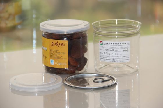 L'ANIMALE DOMESTICO facile su misura dell'estremità aperta del chiaro cilindro di plastica può per alimento/bevanda secchi ermetici