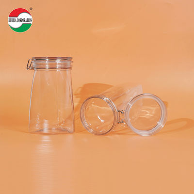 Barattoli in PET trasparenti riciclati da 1080ML con coperchio a vite e sigillo, per alimenti per animali, caffè