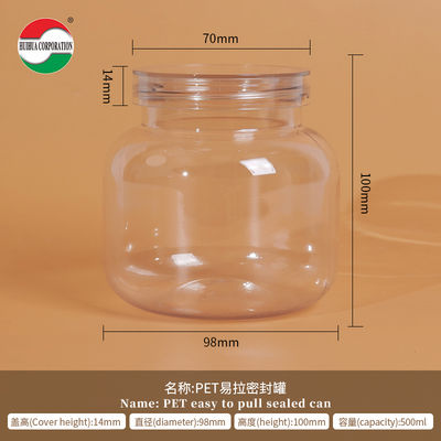 Custom Clear PET Plastic Jar 500ml-4000ml for Food Packaging