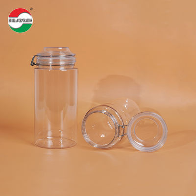 Barattoli di plastica trasparenti in PET da 1660 ml per alimenti, barattoli cilindrici in plastica trasparente sigillati per imballaggi sostenibili ed ecologici
