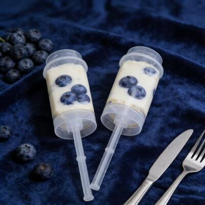 Food Grade Custom logo PP Plastic Sushi Push up pop Tube Shooter Cylinder Container Cup for Cake with Lid