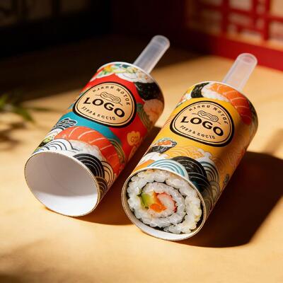 food Grade OEM Sushi Push-Up Tube and PP Sauce Tube Set for Soy Sauce Takeaway Condiments Food Packaging Length