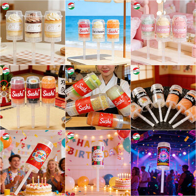 Sushi di qualità alimentare economico Push Pop Up tubo di plastica Custom New Design PP bottiglia di plastica confezionamento per gelatina di torta