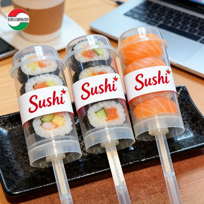 Prodotto alimentare PP Push Up Tubes vuoto trasparente di plastica Push Pop Container Custom Silk Print Logo Per Sushi Mousse Cake Dessert Packaging