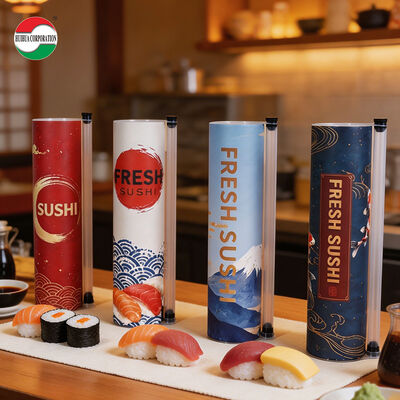 Nuovo Design Eco-Friendly Stampato Personalizzato per Alimenti Tubo di Carta per Sushi Pop Push Materiali Riciclati