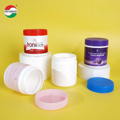 Barattolo personalizzato in plastica HDPE bianca per uso alimentare con tappo a vite per integratori di proteine in polvere