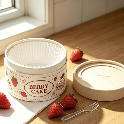 Cartone da cucina riciclabile a misura Cisterna da forno Dessert cilindro Tiramisu Cheesecake Paper Tube Cake Box Packaging