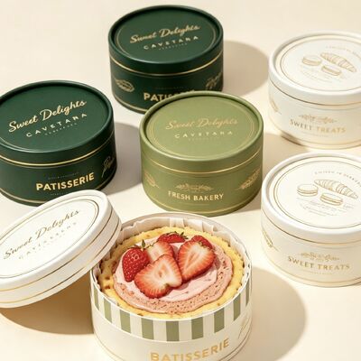 Casella di tubi di carta artigianale a colori personalizzati ecologici per imballaggi di torte e dolci da forno