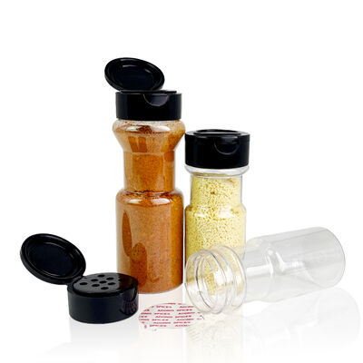Bottiglia per spezie con coperchi shaker, barattolo per pepe e sale con tappo a battente / Contenitore per condimenti in plastica PET