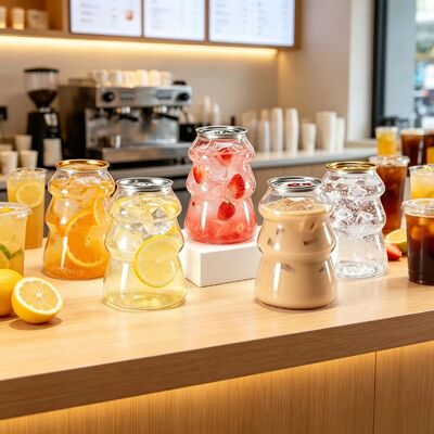 Barattolo in PET per uso alimentare e lattina per bevande con dimensioni personalizzabili e coperchio a facile apertura per succhi e yogurt