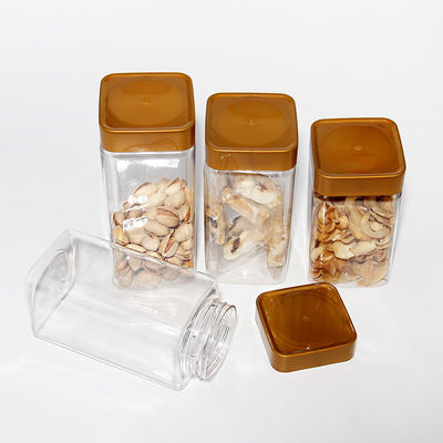 Barattolo quadrato di plastica dei chiari BPA contenitori di stoccaggio liberi vuoti dell'ANIMALE DOMESTICO con il coperchio della vite